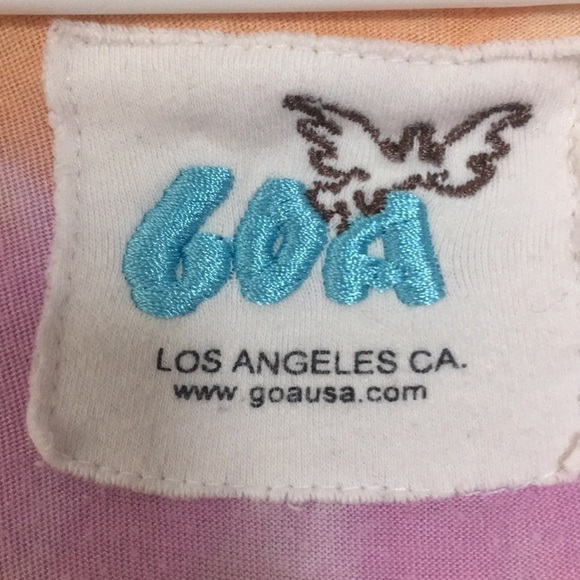 Vintage Y2K GOA USA Short Sleeved Tie-dye Lohan V-neck T-shirt large - Picture 2 of 6